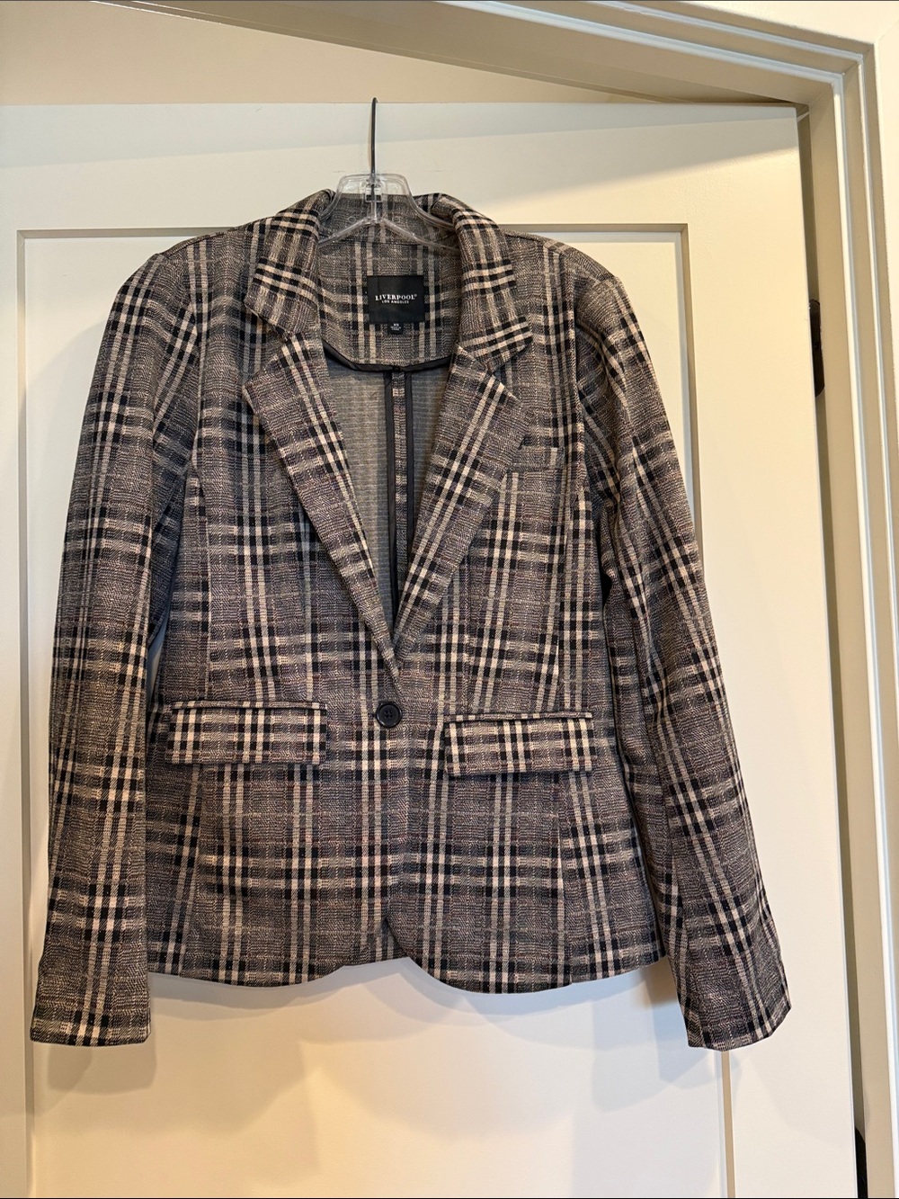Never worn. Liverpool unlined plaid blazer with slight metallic thread